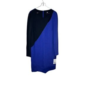 W By Worth Women Dress Block Cutout Shift Knit Colorblock Purple Rootbeer 12 NWT